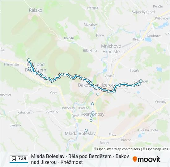 739 autobus Mapa linky