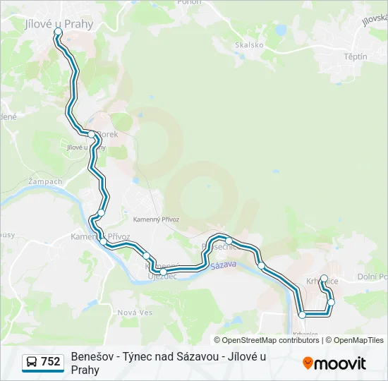 Автобус 752: карта маршрута