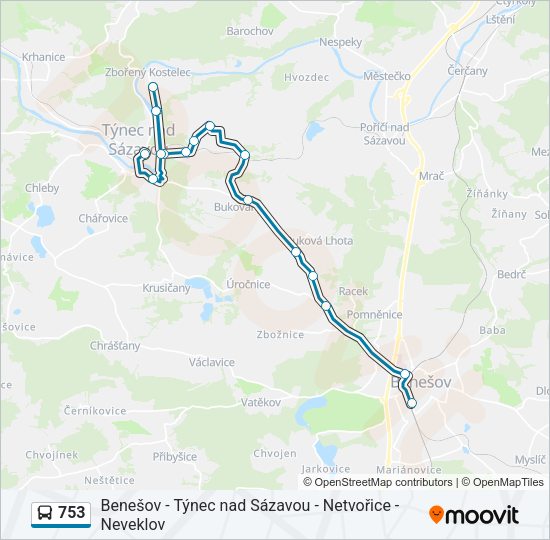Автобус 753: карта маршрута