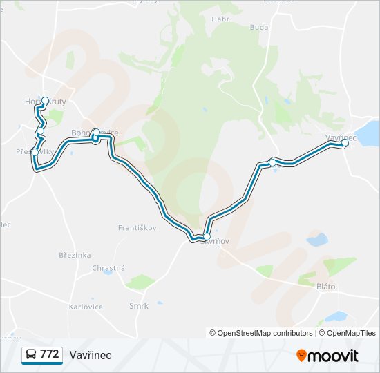 Автобус 772: карта маршрута