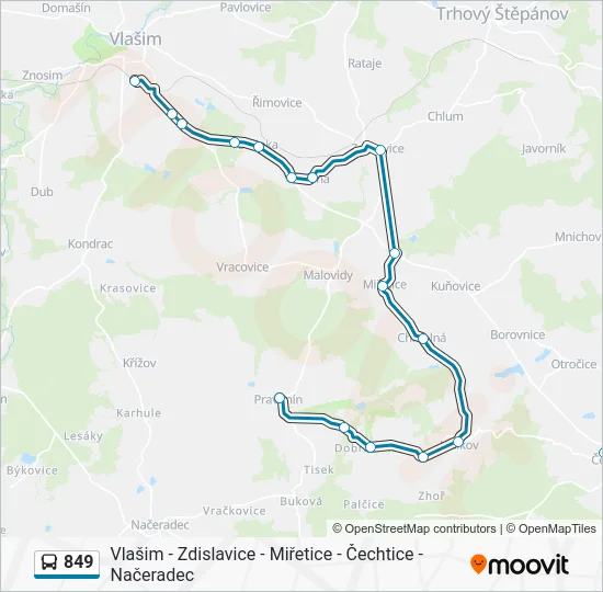 Автобус 849: карта маршрута