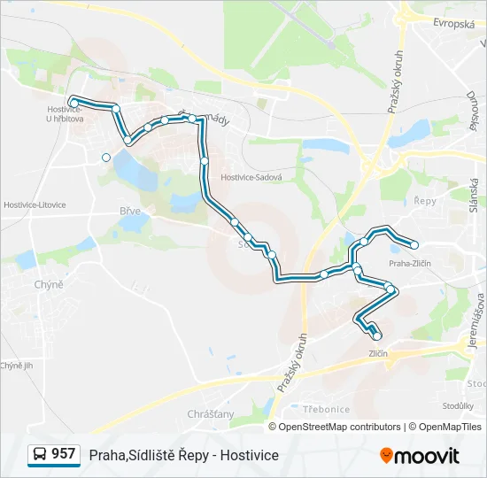 957 Bus Line Map