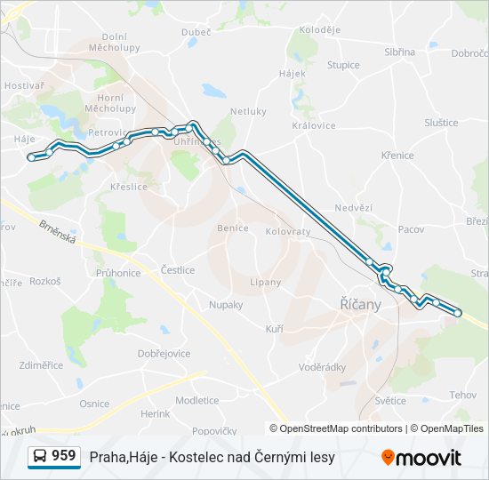 Автобус 959: карта маршрута