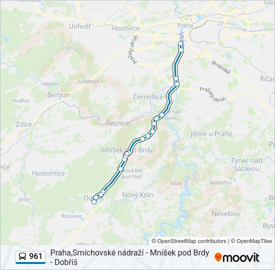 Автобус 961: карта маршрута