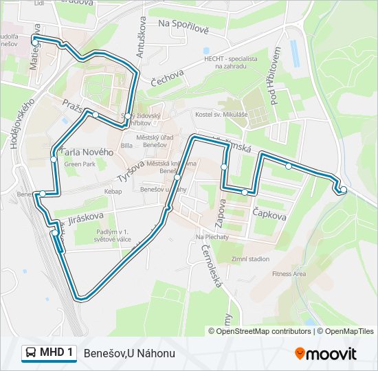 MHD 1 Bus Line Map