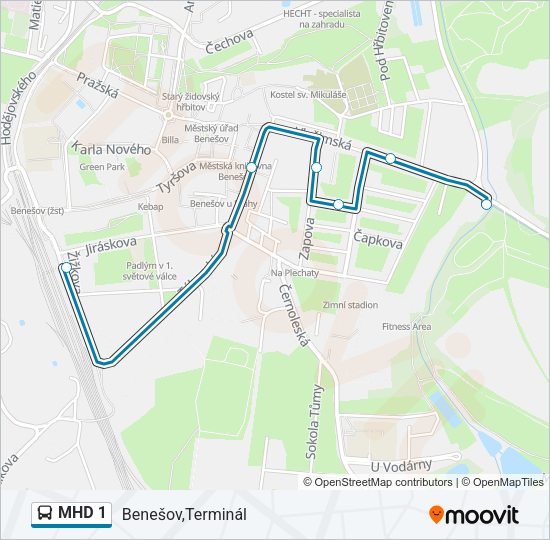 MHD 1 Bus Line Map