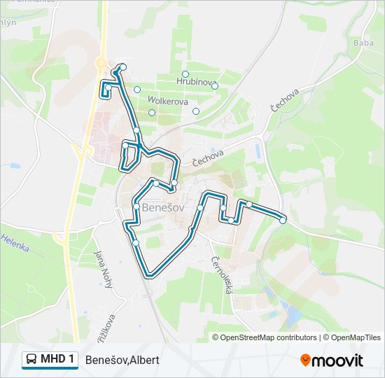 MHD 1 Bus Line Map