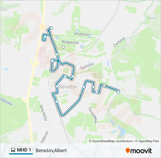 MHD 1 Bus Line Map