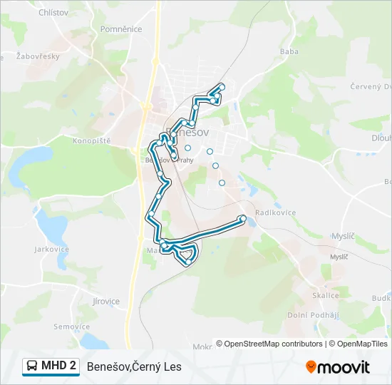 MHD 2 Bus Line Map