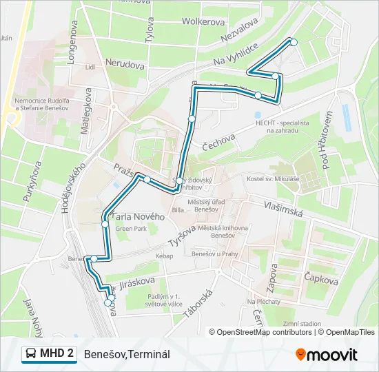 MHD 2 Bus Line Map