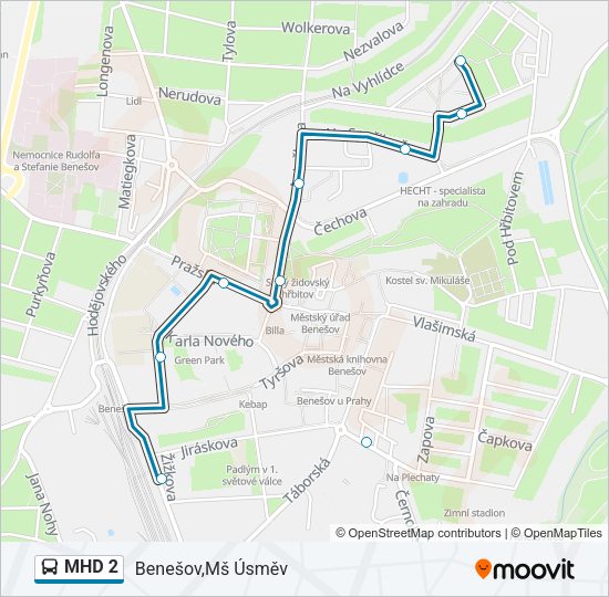 Автобус MHD 2: карта маршрута
