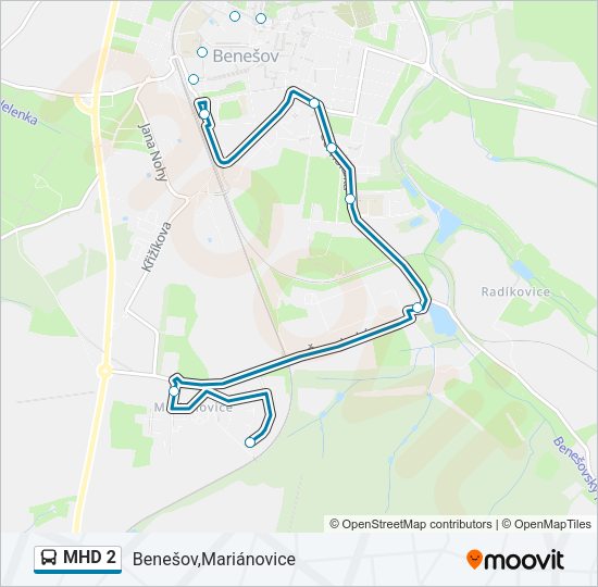 Автобус MHD 2: карта маршрута