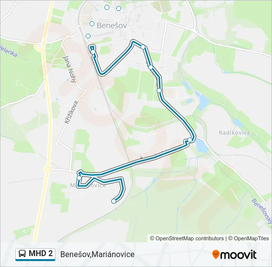 Автобус MHD 2: карта маршрута