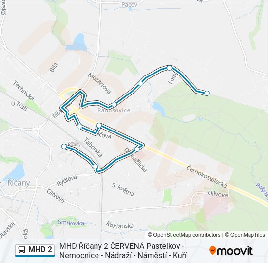 Автобус MHD 2: карта маршрута