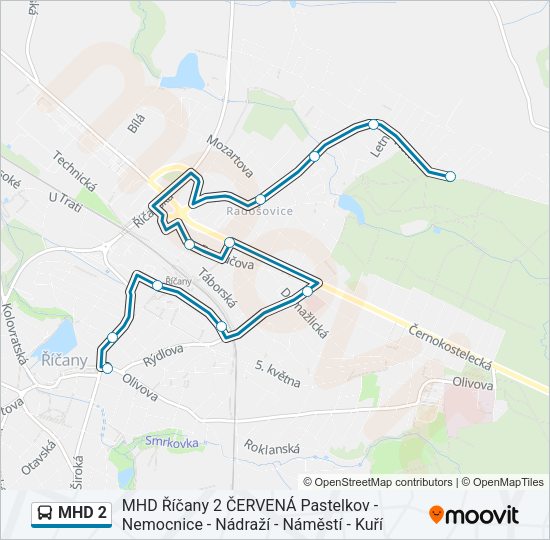 Автобус MHD 2: карта маршрута
