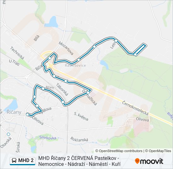 Автобус MHD 2: карта маршрута