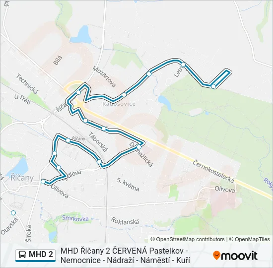 Автобус MHD 2: карта маршрута