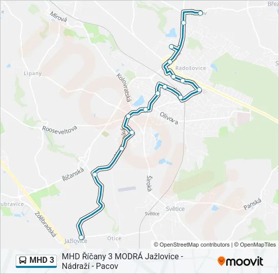 Автобус MHD 3: карта маршрута