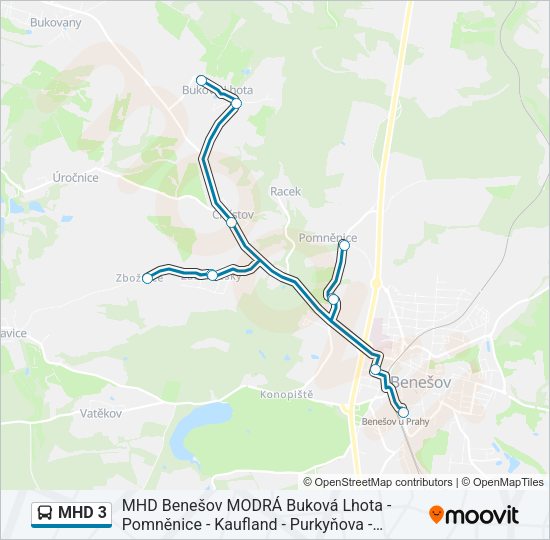 Автобус MHD 3: карта маршрута