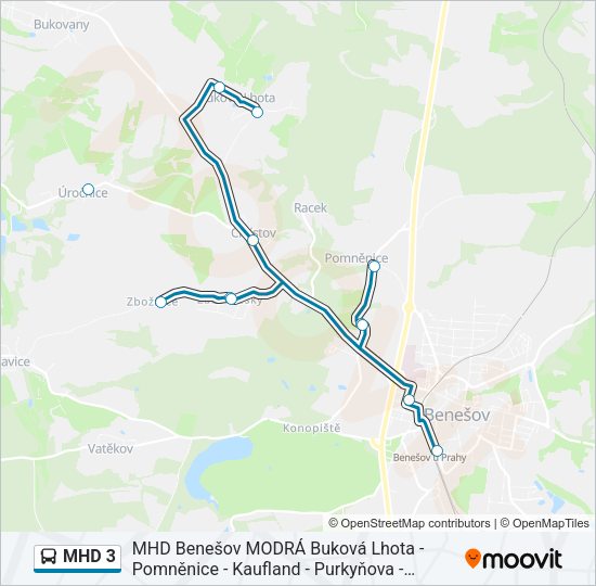 Автобус MHD 3: карта маршрута
