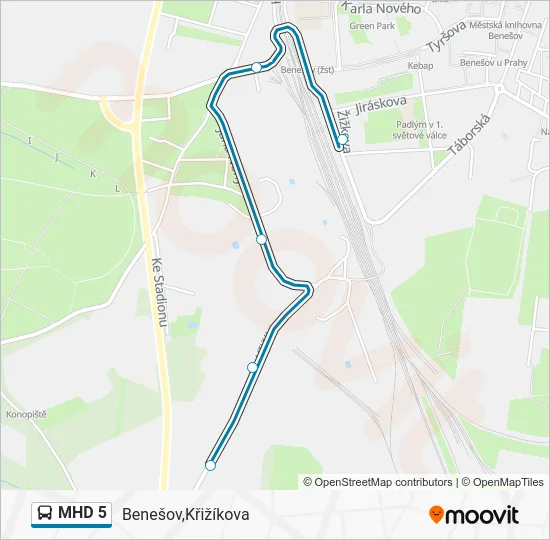 Автобус MHD 5: карта маршрута