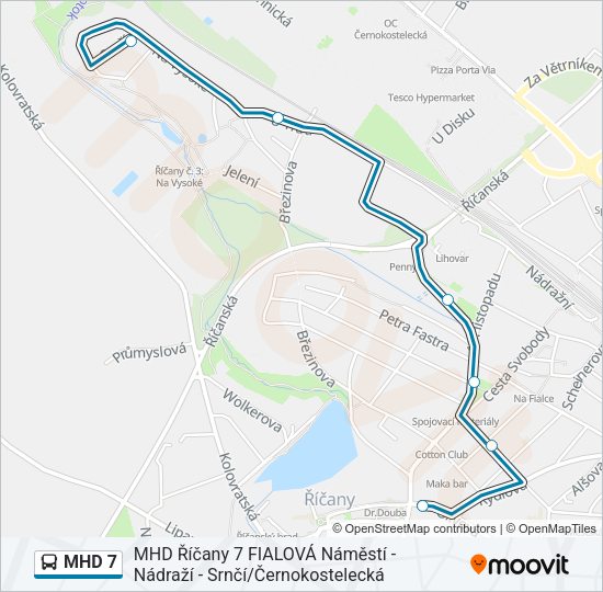 Автобус MHD 7: карта маршрута