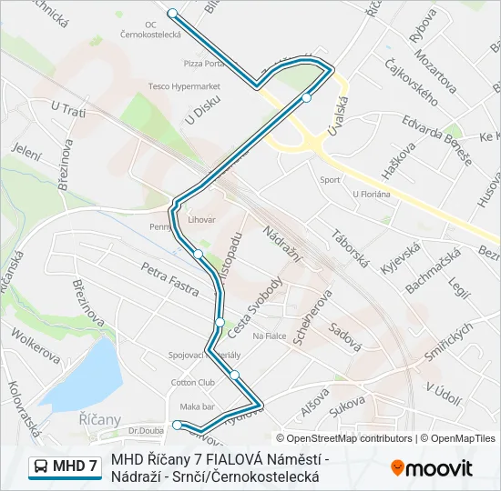 MHD 7 autobus Mapa linky