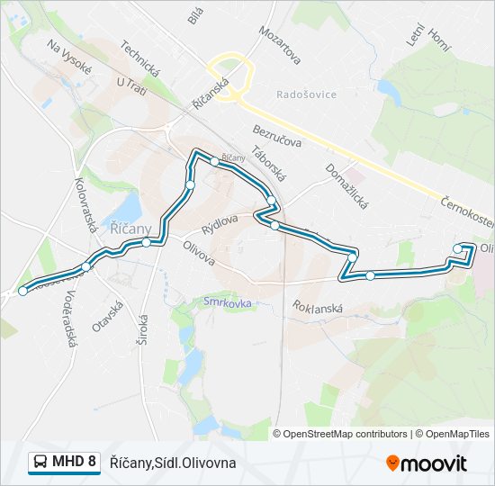 MHD 8 Bus Line Map