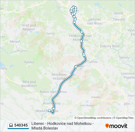 Автобус 540345: карта маршрута