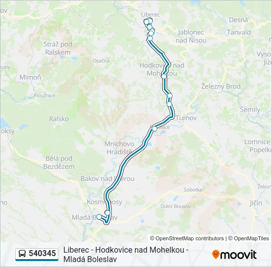 Автобус 540345: карта маршрута