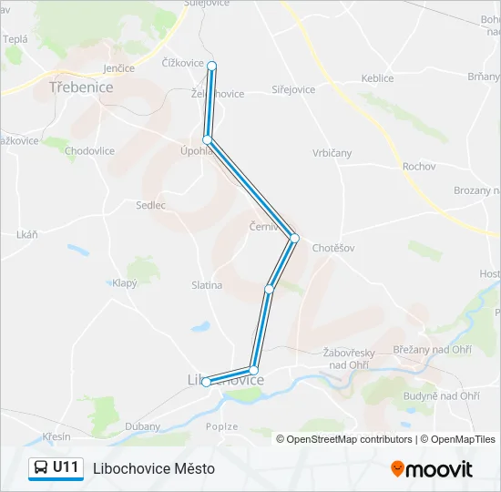 U11 autobus Mapa linky