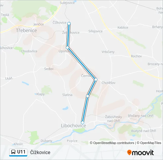 U11 autobus Mapa linky
