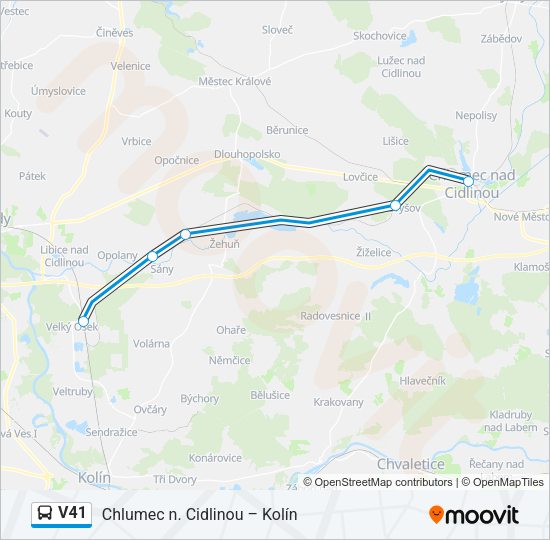 Автобус V41: карта маршрута