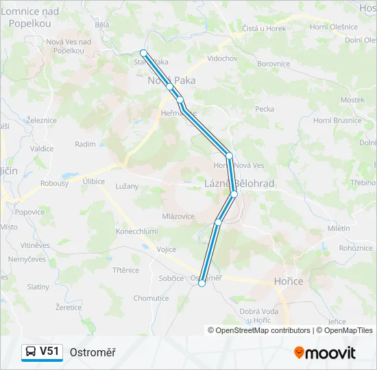 Автобус V51: карта маршрута