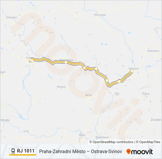 Поезд RJ 1011: карта маршрута