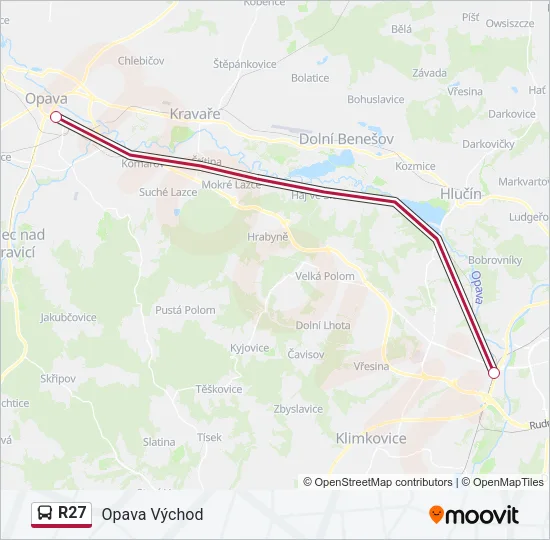 Автобус R27: карта маршрута