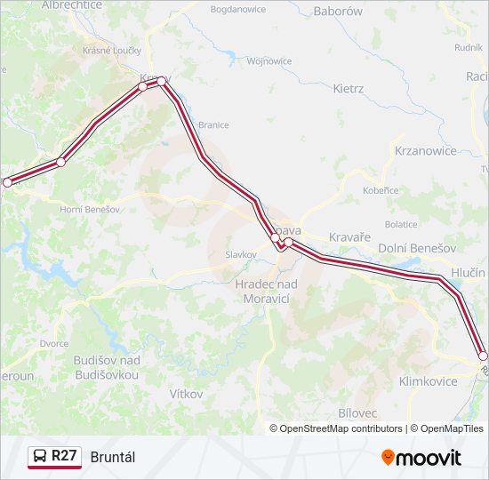 Автобус R27: карта маршрута