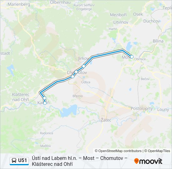 Автобус U51: карта маршрута