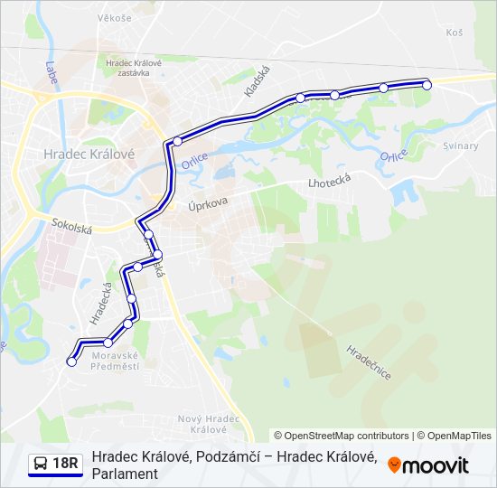 18R Bus Line Map