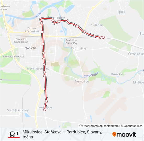 1 Trolleybus Line Map