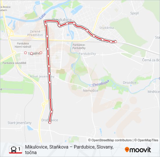 1 Trolleybus Line Map