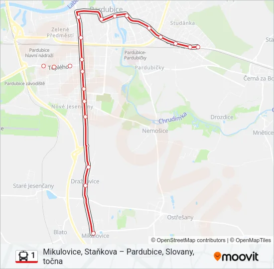 1 Trolleybus Line Map