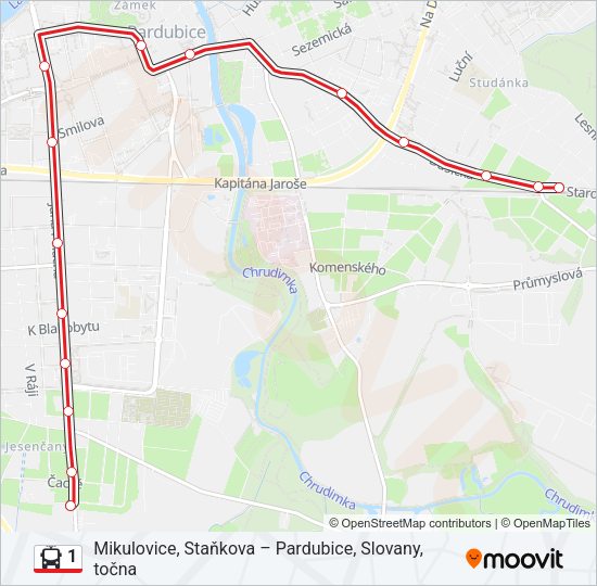 1 Trolleybus Line Map