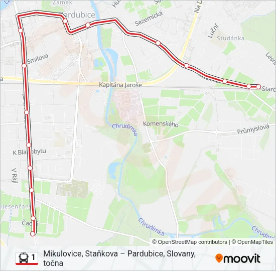 1 Trolleybus Line Map