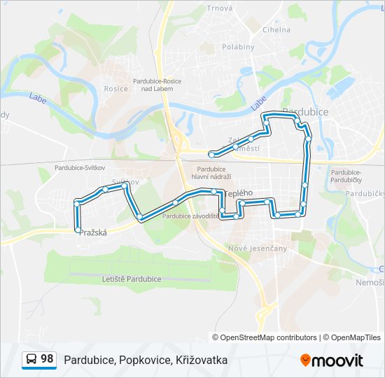 Автобус 98: карта маршрута