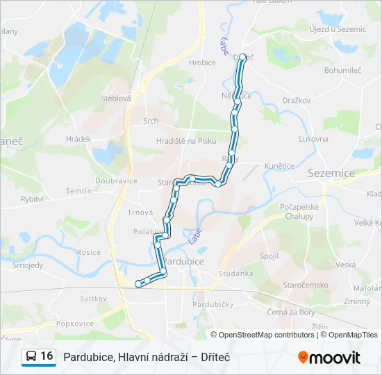 16 autobus Mapa linky
