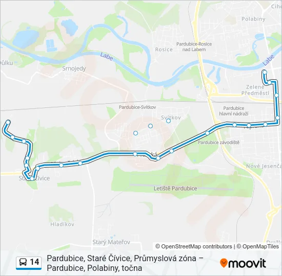 14 autobus Mapa linky