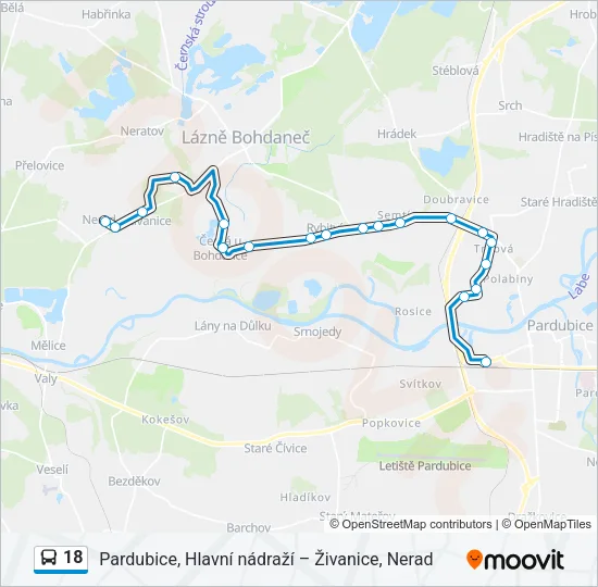 18 autobus Mapa linky