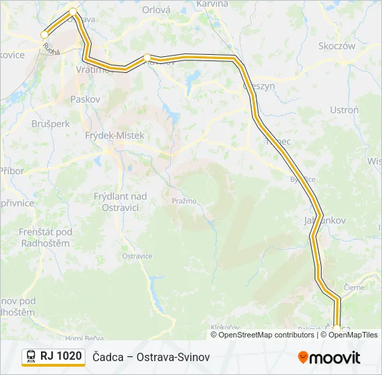 RJ 1020 Train Line Map