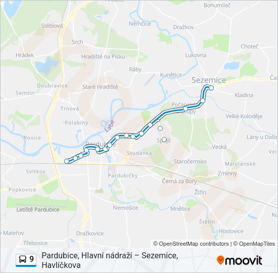 Автобус 9: карта маршрута
